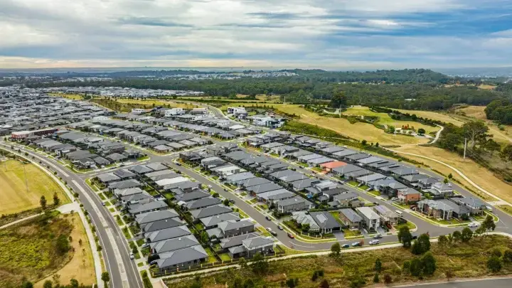 Aerial view of a suburban housing estate in Sydney, Australia