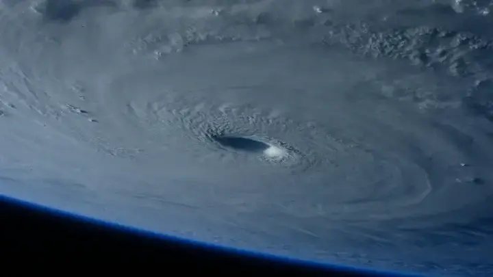 Hurricane viewed from space, illustrating a measurable catastrophe trigger for parametric insurance
