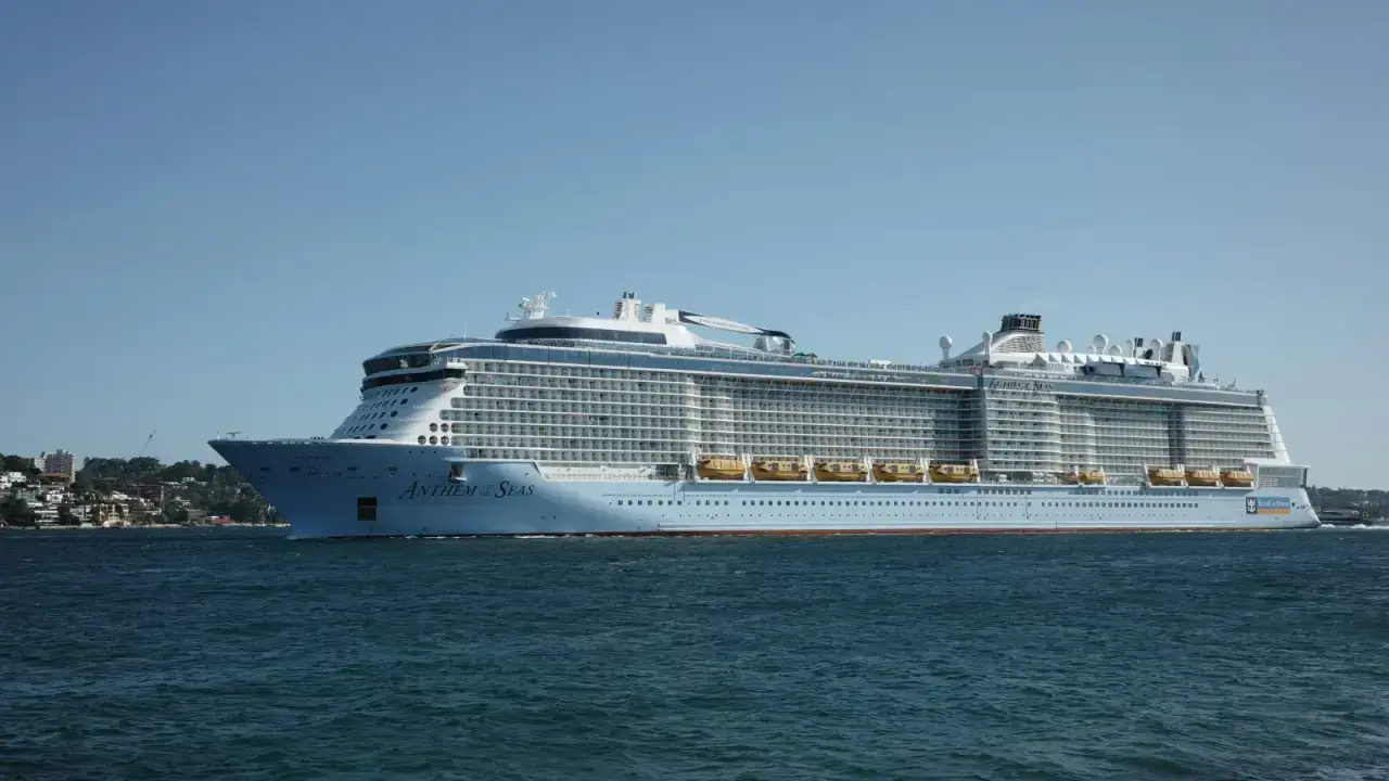 Large cruise ship sailing on the ocean for a cruise travel insurance guide