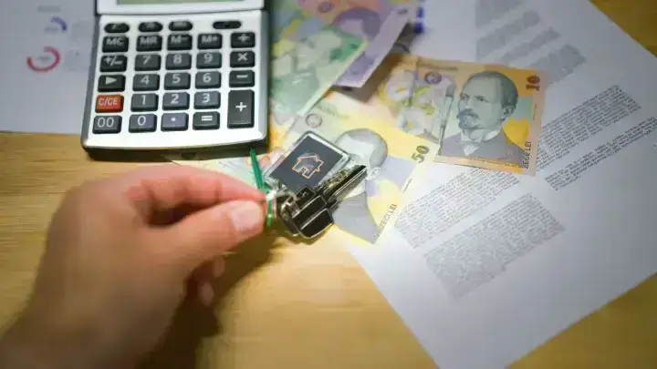 House keys, calculator and financial documents illustrating mortgage escrow and homeowners insurance payments